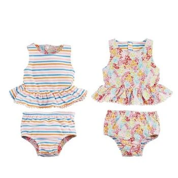 Mudpie | Baby Girl's Reversible Floral And Stripe Swimsuit Set In Multi,商家Premium Outlets,价格¥332