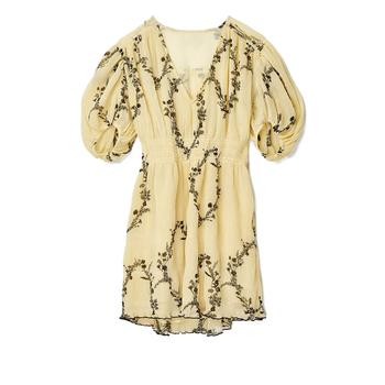ganni floral pleated shirtdress, Ganni | Pleated Georgette V-Neck Smock Mini Dress商品图片 