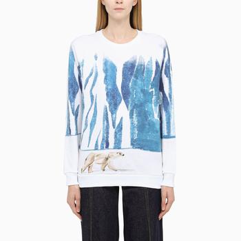 Chloé | White/blue cotton crew-neck sweatshirt商品图片,5折