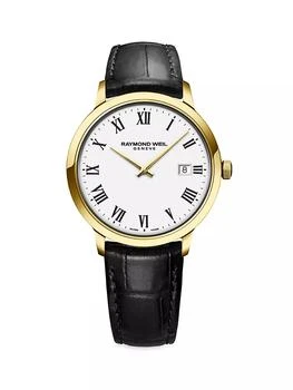 推荐Toccata Round White Leather-Strap Watch商品