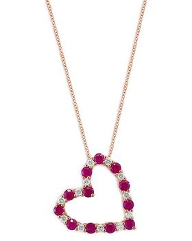 商品Bloomingdale's | Ruby & Diamond Heart Pendant Necklace in 14K Rose Gold, 18",商家Bloomingdale's,价格¥36154图片