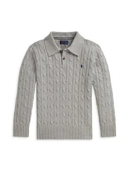 Ralph Lauren | Little Boy's & Boy's Cable-Knit Cotton Collared Sweater,商家Saks Fifth Avenue,价格¥513