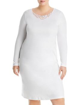 商品Zelda Lace Trim Long Sleeve Cotton Nightgown图片