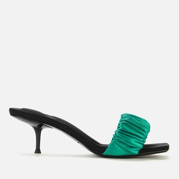 alexander wang鞋真假, Alexander Wang | Alexander Wang Women's Jessie Scrunchie Satin Heeled Mules - Island Green商品图片 6折