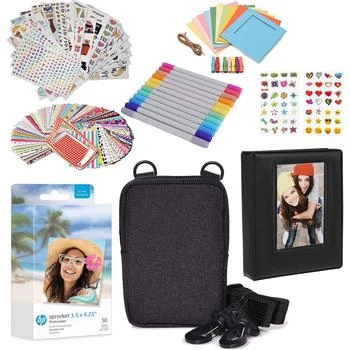 HP | Sprocket 3.5 x 4.25” Zink Photo Paper Kit - 50 Pack Zink Paper, Case, Album, Markers & Stickers,商家Premium Outlets,价格¥529