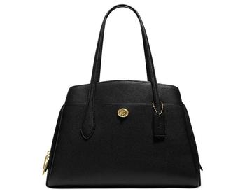 coach女包手提包, Coach | Coach Mixed Leather Lora Carryall Black Handbag商品图片 8.5折