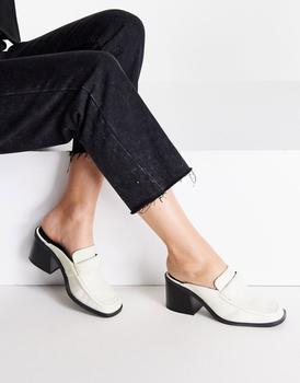 ASOS | ASOS DESIGN Sky padded heeled loafers in off white商品图片,6折×额外8.5折, 额外八五折