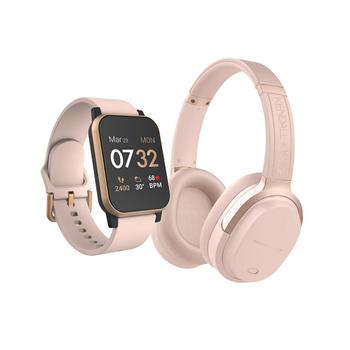 KENDALL & KYLIE | Women's Rose, Blush Silicone Strap Smartwatch with Bluetooth Headphone Set 34mm商品图片,