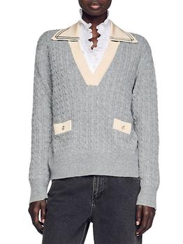 Sandro | Nea Wool-Blend Cable-Knit Sweater商品图片,5折