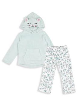 商品Petit Lem | Little Girl’s 2-Piece Cat Print Hoodie & Pants Pajama Set,商家Saks OFF 5TH,价格¥218图片