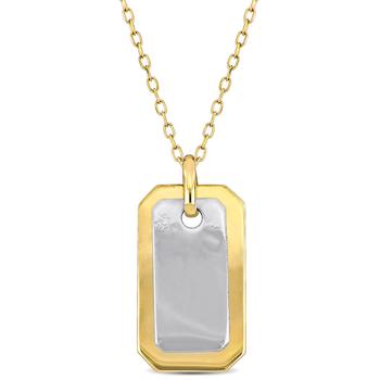 商品Dog Tag Necklace in 10k 2-Tone Yellow and White Gold - 18 in图片