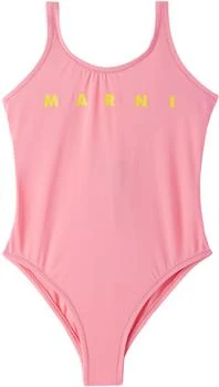 Marni | Kids Pink Printed One-Piece Swimsuit,商家SSENSE CA,价格¥771