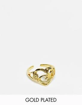 Image Gang | Image Gang 18k gold plated adjustable S initial heart ring,商家ASOS,价格¥245