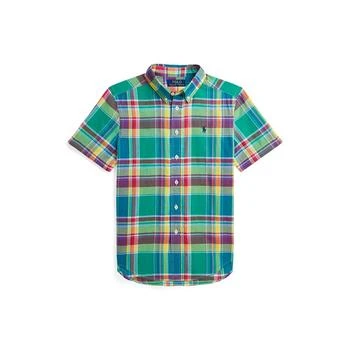 Ralph Lauren | Big Boys Cotton Madras Short-Sleeve Shirt,商家Macy's,价格¥388