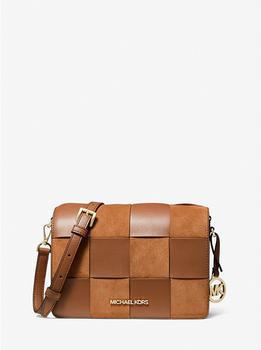 product Mercer Small Woven Faux Leather and Suede Crossbody Bag image