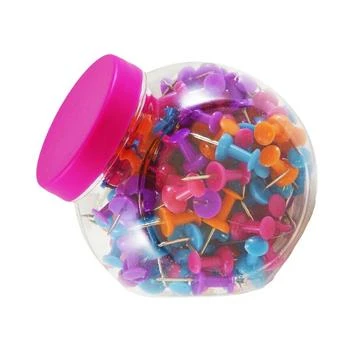 JAM Paper | Colorful Push Pins - Assorted Color Pushpin Jar - 150 Per Pack,商家Macy's,价格¥45