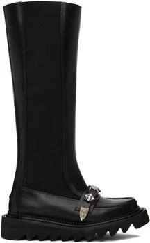 Toga Pulla | Black Leather Tall Boots 4.2折