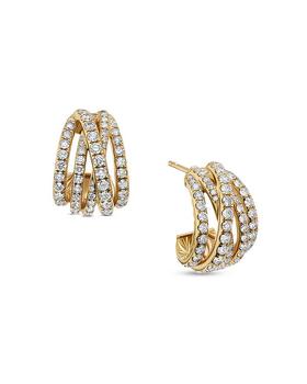 crossover, David Yurman | 18K Yellow Gold Diamond Pavé Crossover Curved Earrings商品图片 