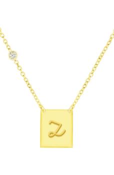 Savvy Cie Jewels | 18K Gold Vermeil CZ Script Initial Pendant Necklace - Multiple Letters Available商品图片,1.8折