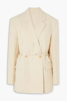 Acne Studios | Double-breasted frayed cotton-blend blazer,商家THE OUTNET US,价格¥1417