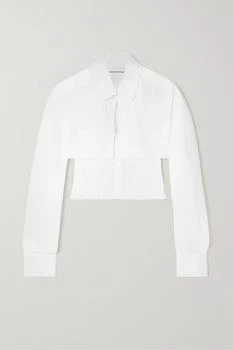 Alexander Wang | 分层式平行绉缝纯棉府绸短款衬衫 4.0折×额外9.7折, 额外九七折