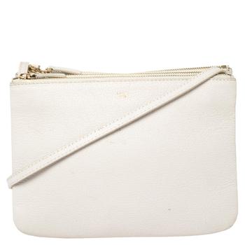 celine trio, [二手商品] Celine | Céline White Leather Large Trio Crossbody Bag商品图片 6.4折