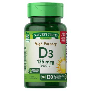 商品Nature's Truth | High Potency Vitamin D3 125 mcg (5,000 IU),商家Walgreens,价格¥85图片