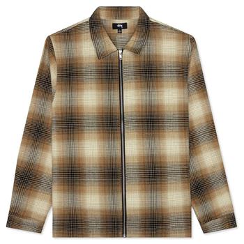 推荐Stussy Jack Shadow Plaid Zip Shirt - Mustard商品