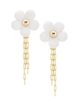 ROSANTICA, ROSANTICA | Primula Goldtone & Leather Flower Drop Earrings商品图片 
