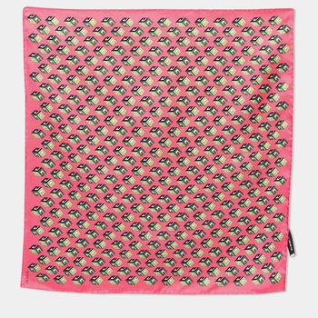 推荐Gucci Pink GG Cube Motif Print Silk Scarf商品