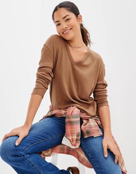 AE | AE Long-Sleeve Plush T-Shirt商品图片,8.5折