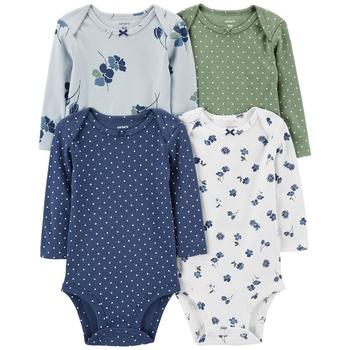 Carter's | Baby Girls Long Sleeve Bodysuits, Pack of 4商品图片,6折