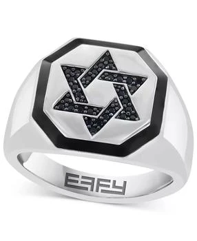 Effy | EFFY® Men's Black Spinel (1/6 ct. t.w.) & Black Enamel Star of David Ring in Sterling Silver,商家Macy's,价格¥2828