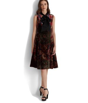 女装拉夫劳伦连衣裙, Ralph Lauren | Print Tie Neck Velvet Dress商品图片 