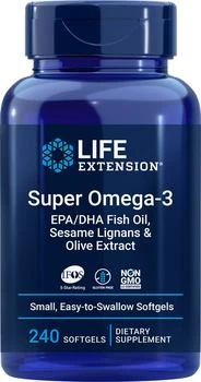 Life Extension | 深海鱼油欧米伽omega-3高纯度超级野生鱼油软胶囊中老年人DHA 240粒/瓶,商家Life Extension,价格¥240