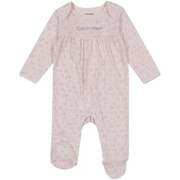 Calvin Klein | Baby Girls Heart Stamp Print Long Sleeve Footed Coverall One Piece 6.9折