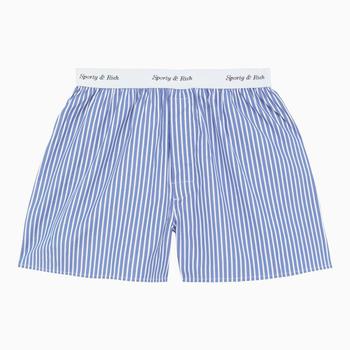 Sporty & Rich | Sporty & Rich Blue and white striped cotton shorts商品图片,7.4折