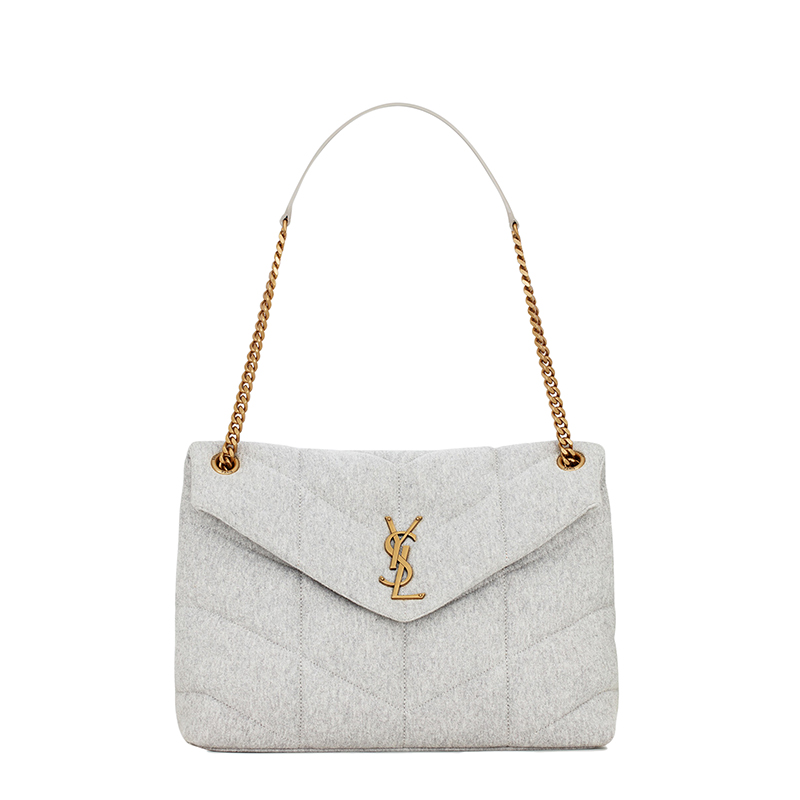 ysl包评价, Yves Saint Laurent | SAINT LAURENT PARIS/圣罗兰 YSL 22新款PUFFER系列 女士中号灰色棉质布料翻盖单肩手提包577475FAADA1425商品图片 7.5折×额外9.5折, 包邮包税, 额外九五折