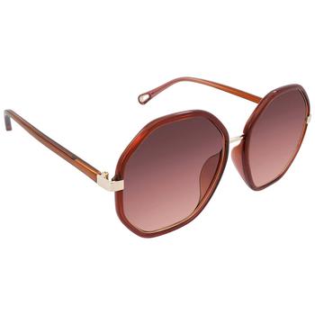 Chloé | Chloe Gradient Red Brown Geometric Ladies Sunglasses CH0133SA 004 59商品图片,4.8折
