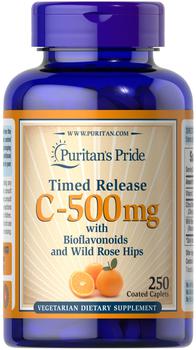 Puritan's Pride | Vitamin C-500 mg with Rose Hips Time Release 250 Caplets商品图片,