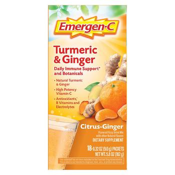 Emergen-C | Citrus-Ginger Fizzy Drink Mix, Immune Support Turmeric, Ginger商品图片,满$80享8折, 满折