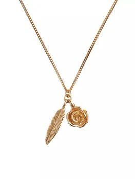 推荐Gold-Plated Sterling Silver Rose + Feather Pendant Necklace商品