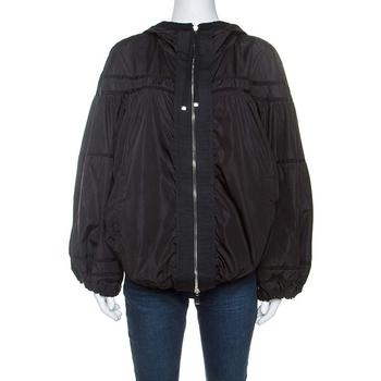 [二手商品] Moncler | Moncler Black Grosgrain Trim Balloon Sleeve Hooded Jacket L商品图片,2.3折