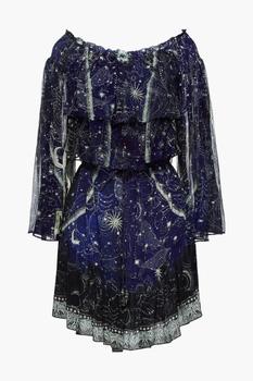 商品Camilla | Belted crepon-paneled embellished printed silk crepe de chine mini dress,商家THE OUTNET US,价格¥1668图片