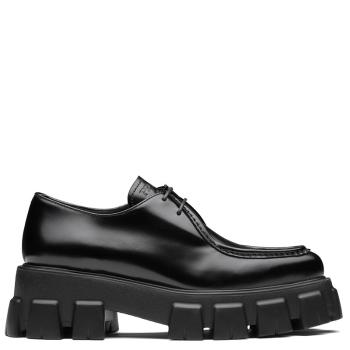 Prada | 【预售3-7天】PRADA/普拉达 21年秋冬 Monolith系列 女士黑色亮面皮革尖头系带乐福鞋1E719M_055_F0002_F_055商品图片,8折, 包邮包税