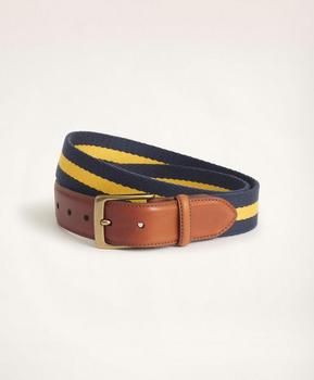 Brooks Brothers | Leather Tab Stripe Webbed Belt商品图片,