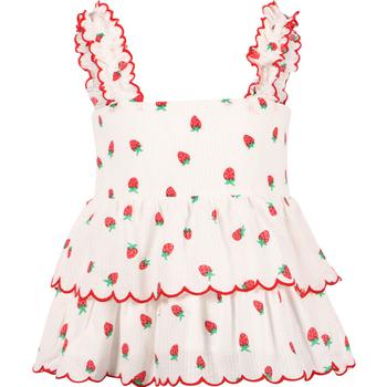 Stella McCartney | Strawberries print ruffled layers top in white and red商品图片,4.5折×额外8.5折, 额外八五折