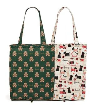 Harrods | Scottie Dog and Jacob Bear Recycled Pocket Shopper Bag (Set of 2) 