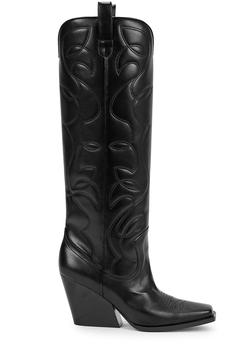 推荐90 black faux leather knee-high cowboy boots商品