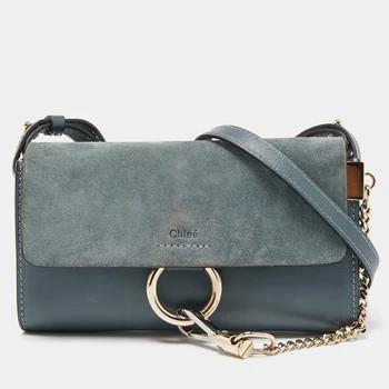 推荐Chloe Blue Leather and Suede Mini Faye Shoulder Bag商品